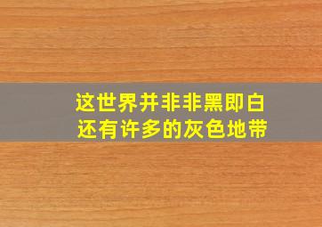 这世界并非非黑即白 还有许多的灰色地带